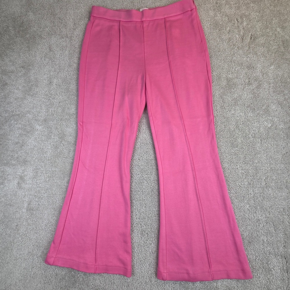 NWT Tuckernuck Atlantic-Pacific Pink Knit Flare Pants Womens Large High Rise